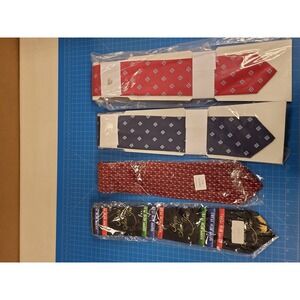 Mens Ties Lot 4 Neckties Geometric Polyester Business Casual Formal Neckwear